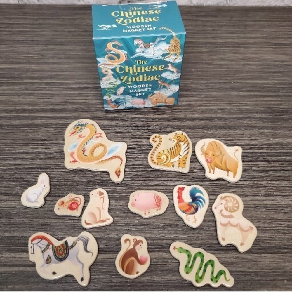 Chinese Zodiac Wood Magnet Set (12 magnets) Lunar New Year Gift Idea
